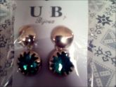Brinco strass azul